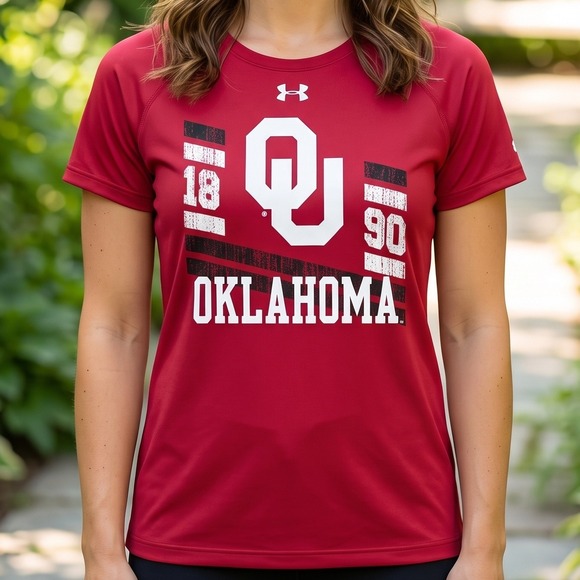 Under Armour Tops - Under Armour Oklahoma Sooners HeatGear Crimson‎ Red Graphic Athletic T-Shirt XL